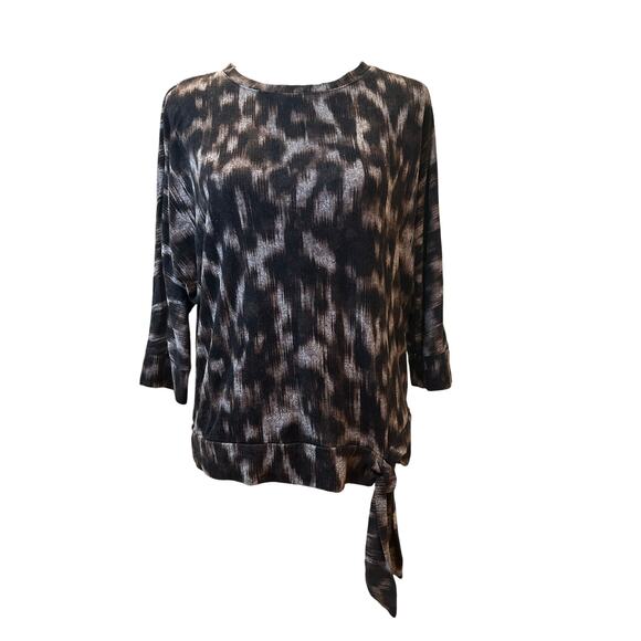 Simply Vera Wang Brown & Black 3/4 Sleeve Top - M - Picture 1 of 7